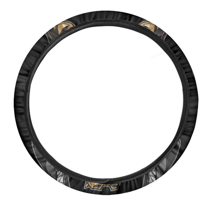 Black Samurai Skull Print Car Steering Wheel Cover