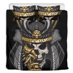 Black Samurai Skull Print Duvet Cover Bedding Set