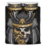 Black Samurai Skull Print Duvet Cover Bedding Set