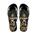 Black Samurai Skull Print Flip Flops