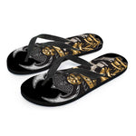 Black Samurai Skull Print Flip Flops