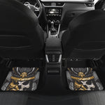 Black Samurai Skull Print Front and Back Car Floor Mats