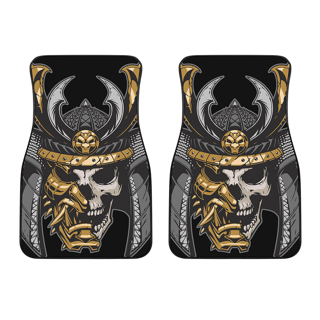 Black Samurai Skull Print Front Car Floor Mats