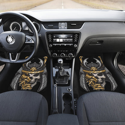Black Samurai Skull Print Front Car Floor Mats