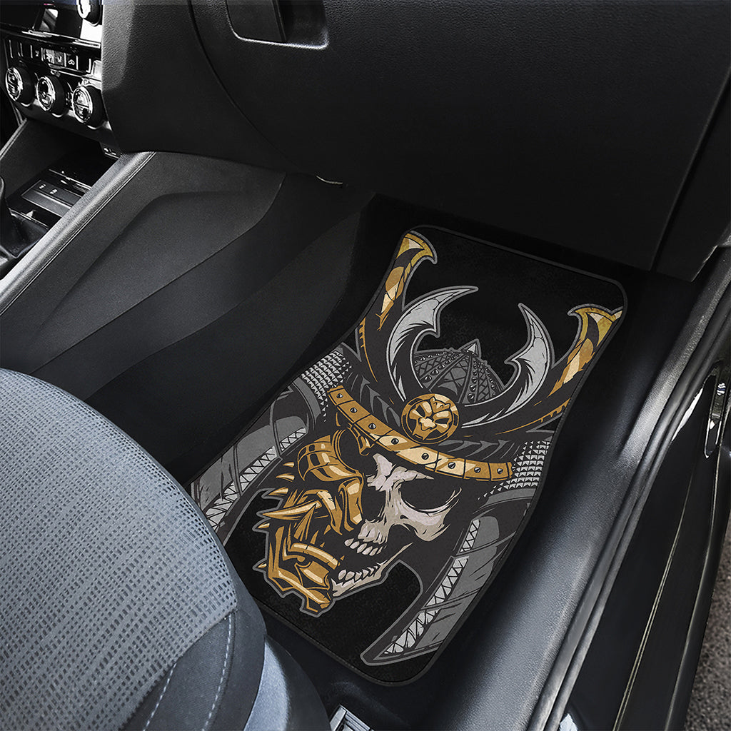 Black Samurai Skull Print Front Car Floor Mats