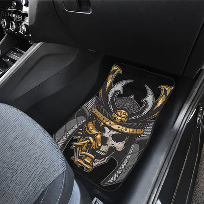 Black Samurai Skull Print Front Car Floor Mats