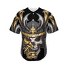 Black Samurai Skull Print Men's Baseball Jersey