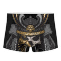 Black Samurai Skull Print Men's Boxer Briefs