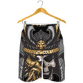 Black Samurai Skull Print Men's Shorts