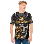 Black Samurai Skull Print Men's T-Shirt