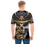 Black Samurai Skull Print Men's T-Shirt