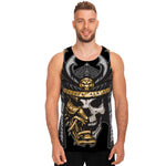 Black Samurai Skull Print Men's Tank Top