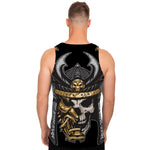 Black Samurai Skull Print Men's Tank Top