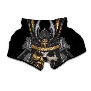 Black Samurai Skull Print Muay Thai Boxing Shorts