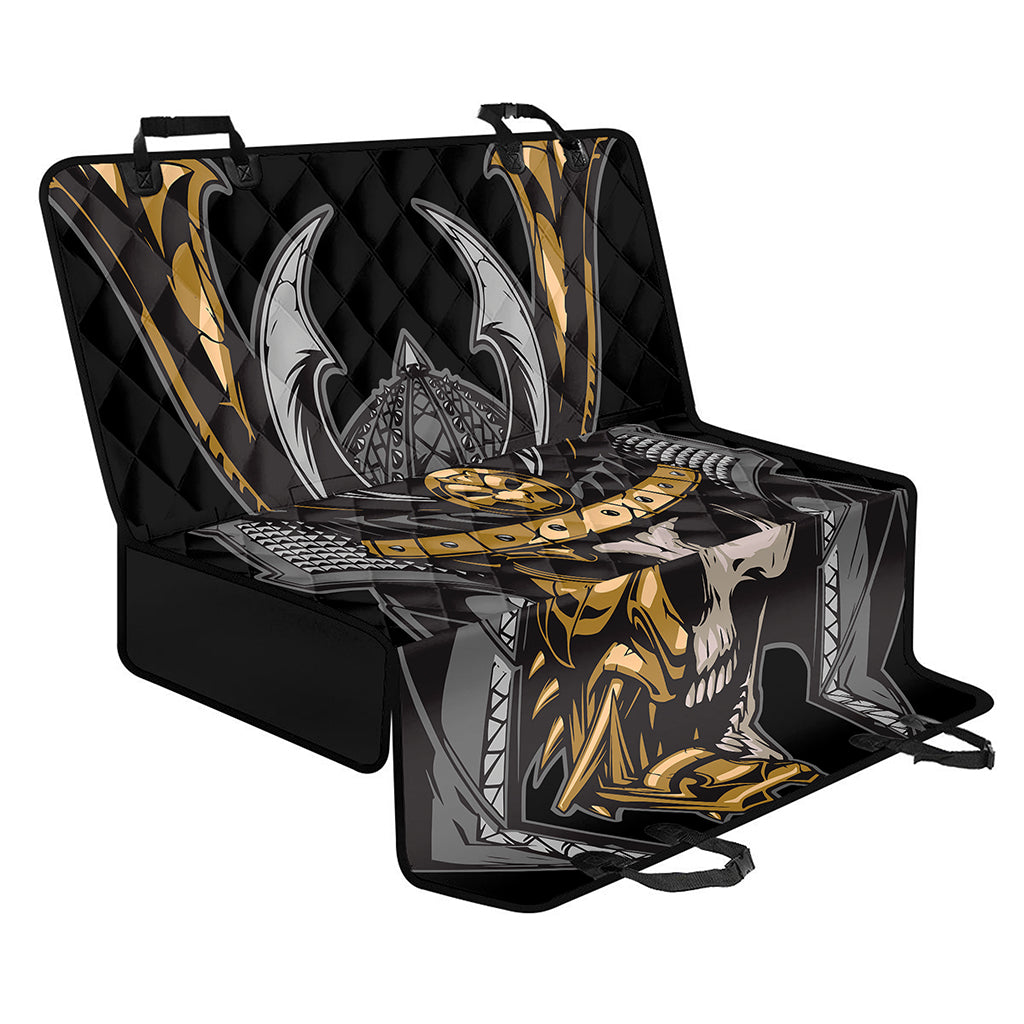 Black Samurai Skull Print Pet Car Back Seat Cover