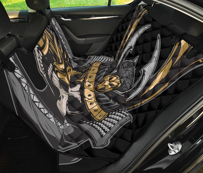 Black Samurai Skull Print Pet Car Back Seat Cover