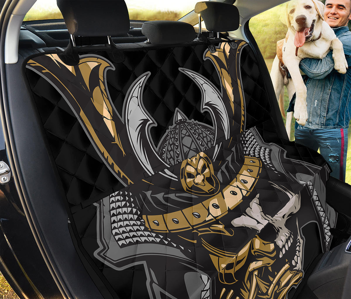 Black Samurai Skull Print Pet Car Back Seat Cover