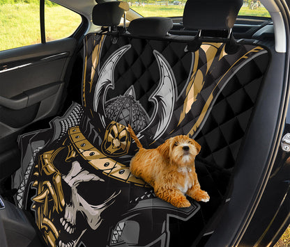 Black Samurai Skull Print Pet Car Back Seat Cover