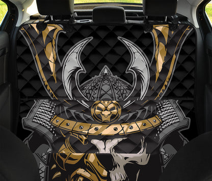 Black Samurai Skull Print Pet Car Back Seat Cover