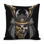 Black Samurai Skull Print Pillow Cover