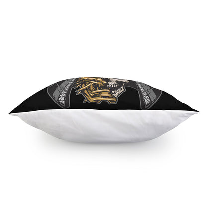 Black Samurai Skull Print Pillow Cover