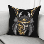 Black Samurai Skull Print Pillow Cover