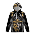Black Samurai Skull Print Pullover Hoodie