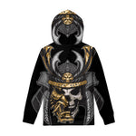 Black Samurai Skull Print Pullover Hoodie