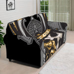 Black Samurai Skull Print Sofa Cover