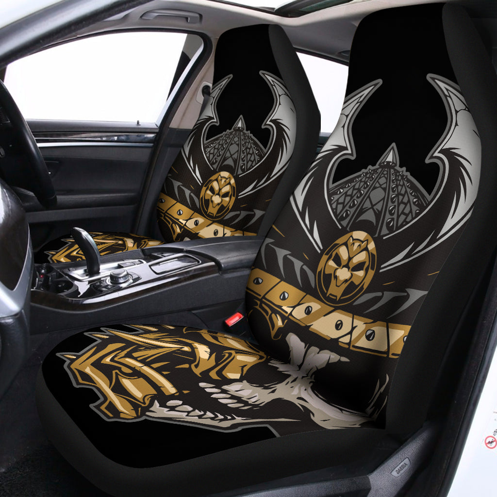 Black Samurai Skull Print Universal Fit Car Seat Covers