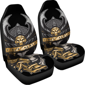 Black Samurai Skull Print Universal Fit Car Seat Covers