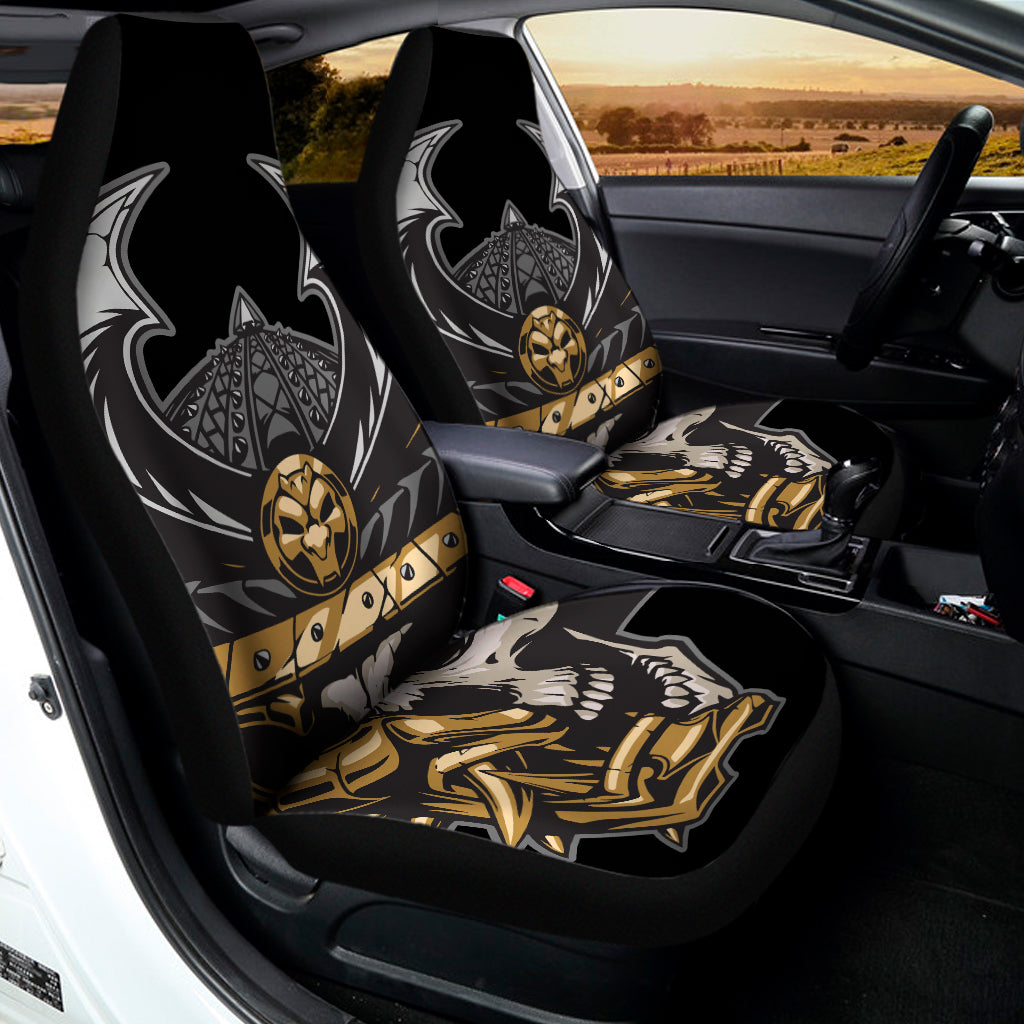 Black Samurai Skull Print Universal Fit Car Seat Covers