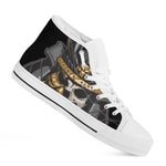 Black Samurai Skull Print White High Top Shoes