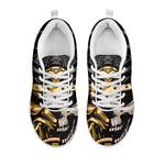 Black Samurai Skull Print White Sneakers