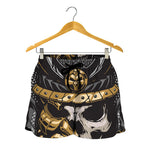 Black Samurai Skull Print Women's Shorts