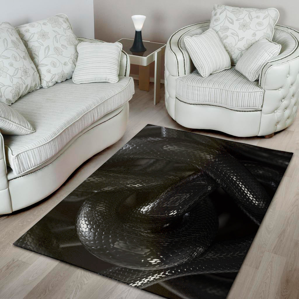 Black Snake Print Area Rug