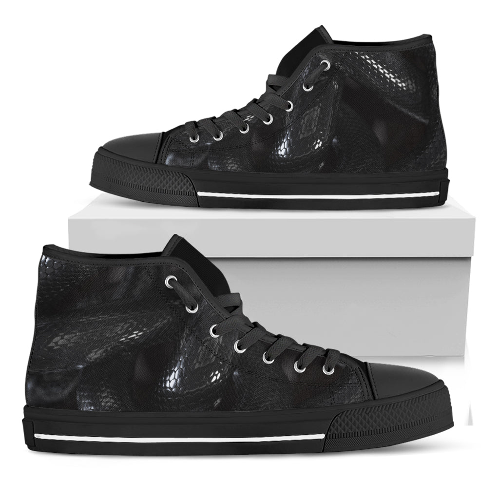 Black Snake Print Black High Top Shoes