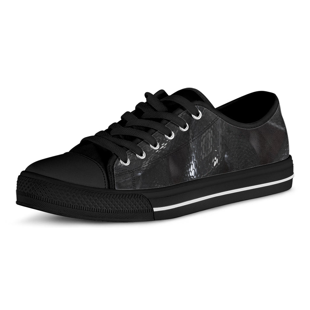 Black Snake Print Black Low Top Shoes