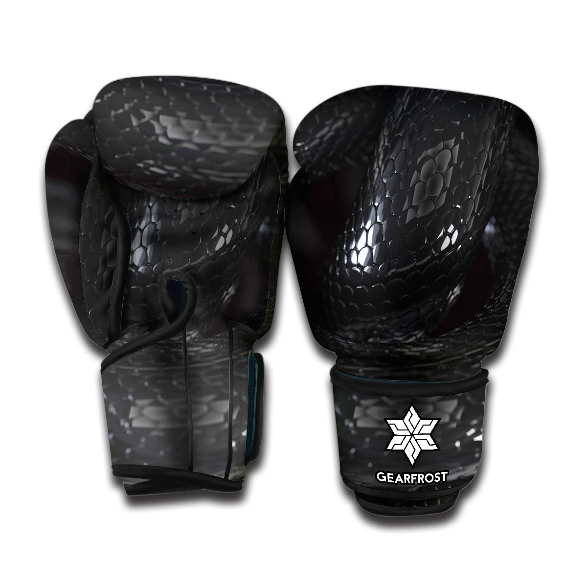 Black Snake Print Boxing Gloves