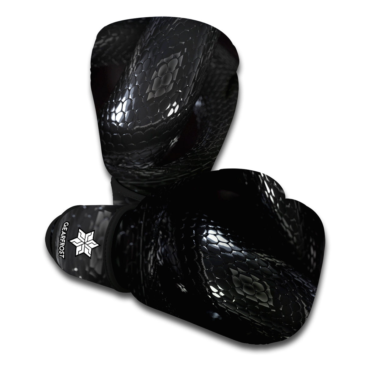 Black Snake Print Boxing Gloves