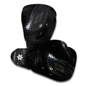 Black Snake Print Boxing Gloves