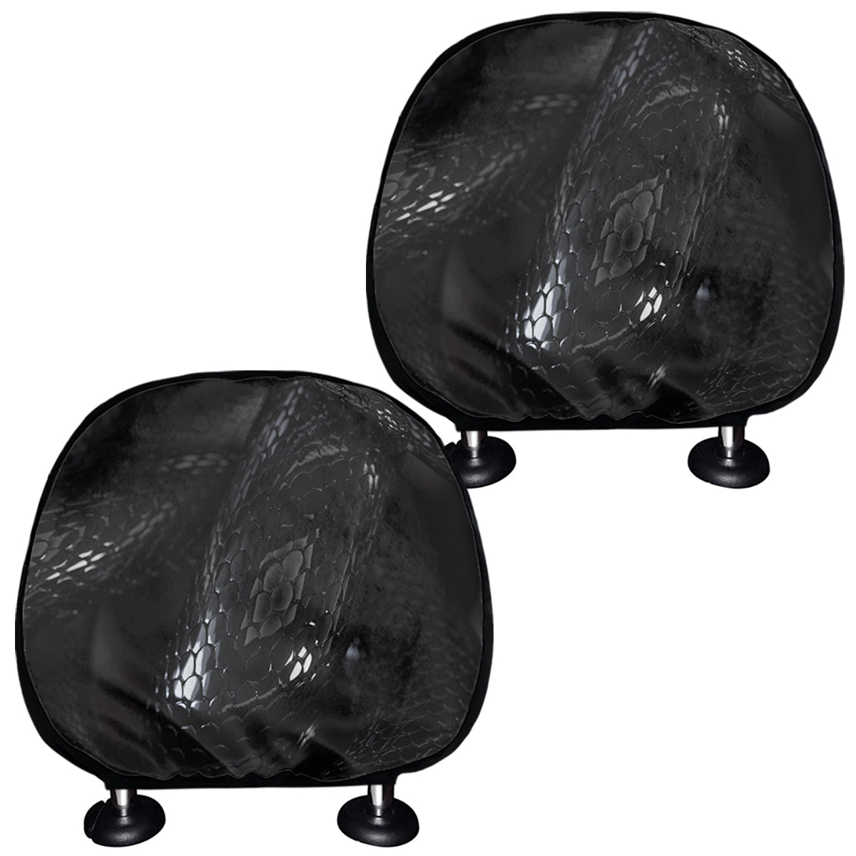 Black Snake Print Car Headrest Covers