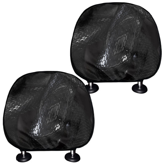 Black Snake Print Car Headrest Covers