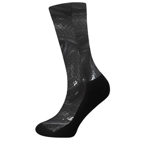 Black Snake Print Crew Socks