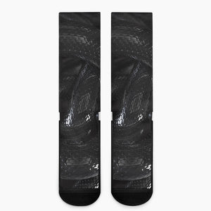 Black Snake Print Crew Socks