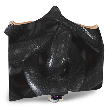 Black Snake Print Hooded Blanket