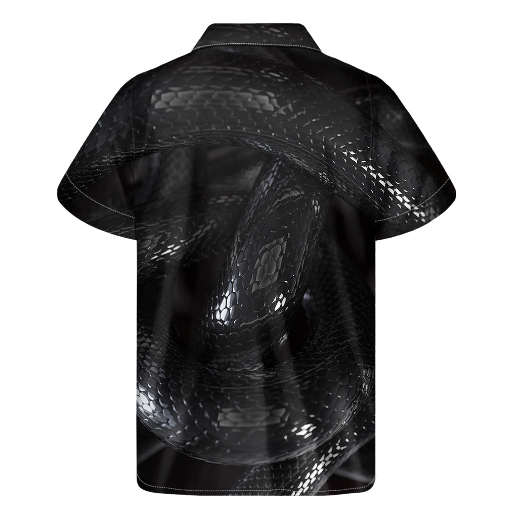Black Snake Print Men's Short Sleeve Shirt