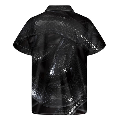 Black Snake Print Men's Short Sleeve Shirt