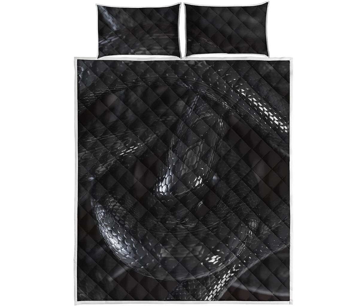 Black Snake Print Quilt Bed Set
