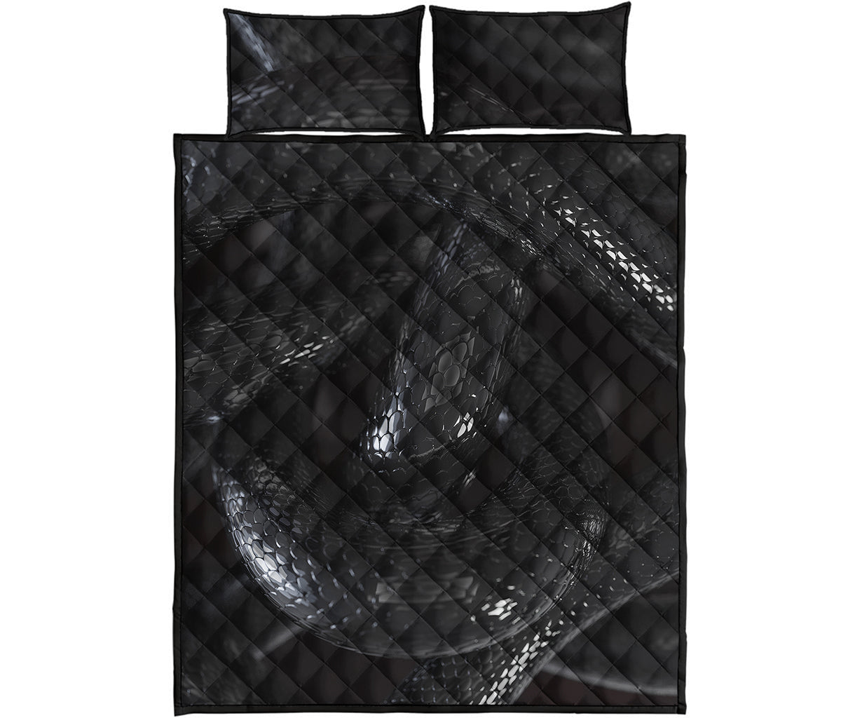 Black Snake Print Quilt Bed Set